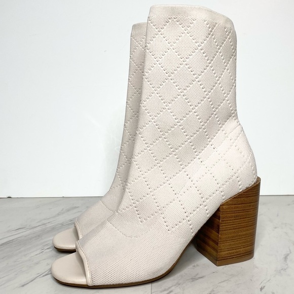 Kelsi Dagger Shoes - New! Kelsi Dagger Macey Knit Peep Toe Cream Sock Bootie 7 1/2